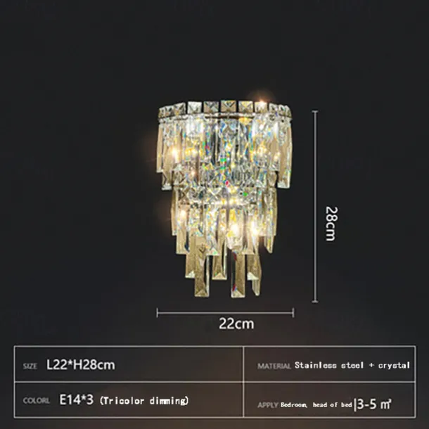 Indoor Wall Lights Crystal High Quality K9 LED Nordic Style Living Room Shops Cafes Steel Wall Light 110-240V