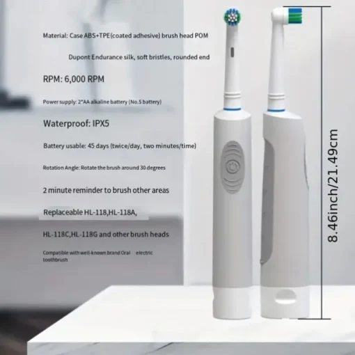 Induction Electric Toothbrush Set for Couples - Soft Hair Rotary Round Head Automatic Compatible Brush Heads Ideal for Men and Women Promotes Oral Health