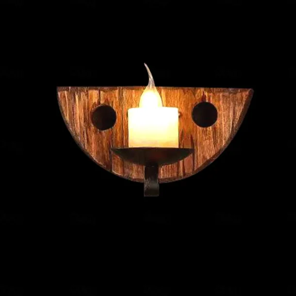 Industrial Style Rural Retro Wood Wall Lamp Marble Lampshade Gray Log Suitable for Indoor Farmhouse Coffee Kitchen Study Lighting E14/E12 Candle Bulb AC110V AC220V