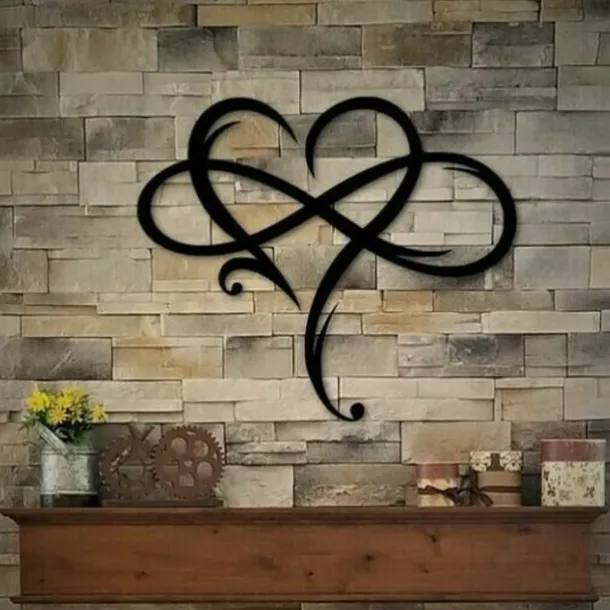 Infinity Heart Wall Decor, Unique Infinity Heart Metal Art Wall Decor Love Sign Steel Wall Plaques Bedroom Ornaments for Home Wedding Decor, Room Living Room Decoration