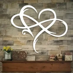 Infinity Heart Wall Decor, Unique Infinity Heart Metal Art Wall Decor Love Sign Steel Wall Plaques Bedroom Ornaments for Home Wedding Decor, Room Living Room Decoration