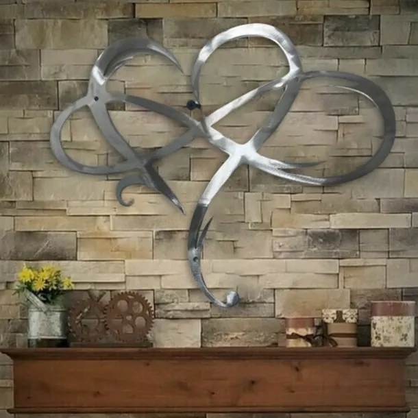 Infinity Heart Wall Decor, Unique Infinity Heart Metal Art Wall Decor Love Sign Steel Wall Plaques Bedroom Ornaments for Home Wedding Decor, Room Living Room Decoration