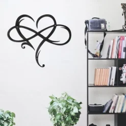 Infinity Heart Wall Decor, Unique Infinity Heart Metal Art Wall Decor Love Sign Steel Wall Plaques Bedroom Ornaments for Home Wedding Decor, Room Living Room Decoration