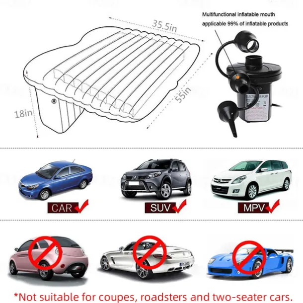 Inflatable Car Air Mattress Split Travel Bed Mattress For Car SUV Trunk Portable Comfortable Mattress Automatic Inflatable