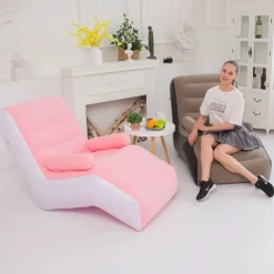 Inflatable Deck Chair Foldable Lounge Chair for Bedroom and Living Room, Indoor Sofa Lounge with Handrails