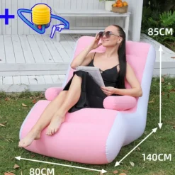Inflatable Deck Chair Foldable Lounge Chair for Bedroom and Living Room, Indoor Sofa Lounge with Handrails