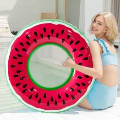 Inflatable Swim Tube Raft with Summer Fruits Painting, Pool Toys for Swimming Pool Party Decorations