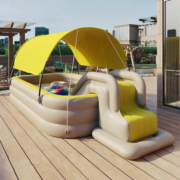 Inflatable Swimming Pool, Family Swimming Pool, Kids Pools with Sunshade for Indoor, Outdoor, Garden, Backyard