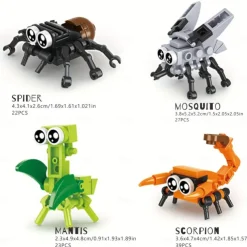 Insect Building Blocks Insect Model Different Little Insects Building Blocks Bee Ladybug Firefly Dragonfly Spider Toy For Boy/Girl Children's Toys Gifts Easter Gift Christmas Halloween Gift