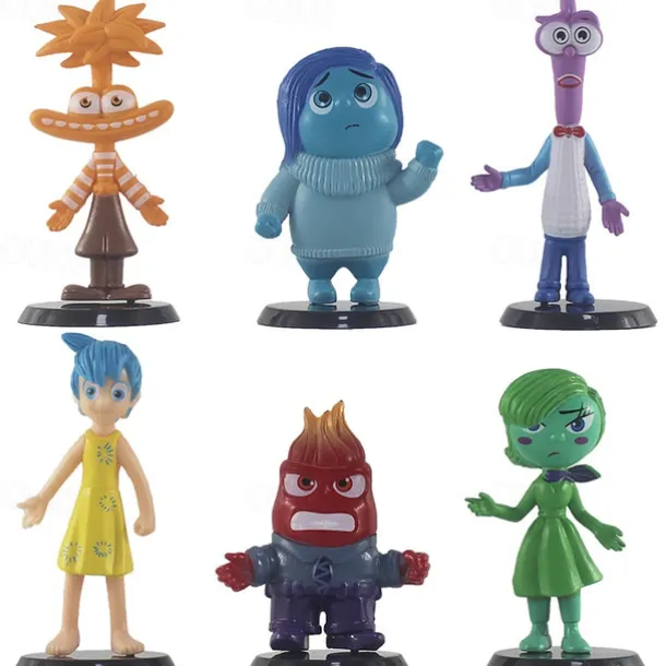 Inside Out Movie 6-Piece PVC Figure Set - Collector's Articulated Joy Fear Anger Sadness Character Statues for Display & Party Decor - Ideal for Teens 14+