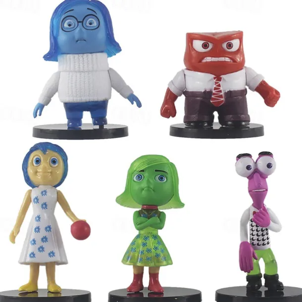 Inside Out Movie 6-Piece PVC Figure Set - Collector's Articulated Joy Fear Anger Sadness Character Statues for Display & Party Decor - Ideal for Teens 14+