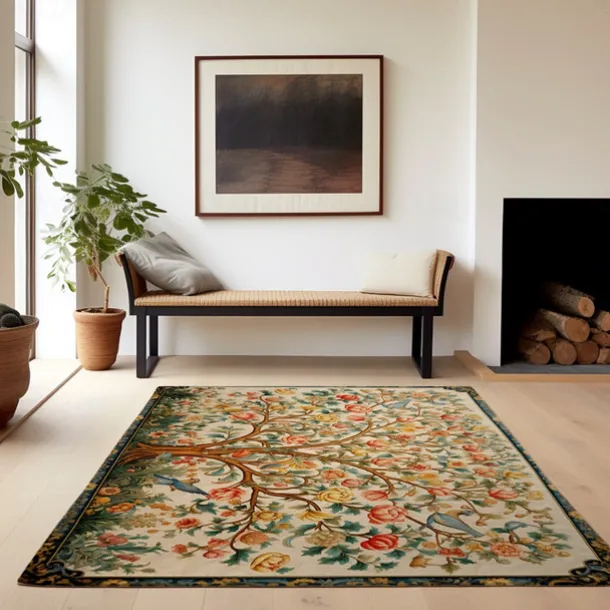 Inspired by William Morris Area Rug Kitchen Mat Non-Slip Oil Proof Floor Mat Livingroom Rug Indoor Outdoor Mat Bedroom Decor Bathroom Mat Entrance Rug Door Mat Bird Tree of Life