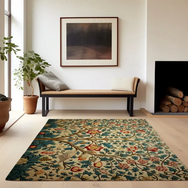 Inspired by William Morris Area Rug Kitchen Mat Non-Slip Oil Proof Floor Mat Livingroom Rug Indoor Outdoor Mat Bedroom Decor Bathroom Mat Entrance Rug Door Mat Bird Tree of Life