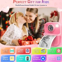 Instant Print Camera for Kids HD 1080P Print Camera for Kids Digital Camera With 3 Rolls Print Paper for Children Toys Boy Girls Christmas Gift