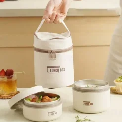 Insulated Lunch Box, Bento Box, Portable Insulated Lunch Container, Stackable Leakproof Stainless Steel Food Container, For Teenagers School,Canteen, Back School