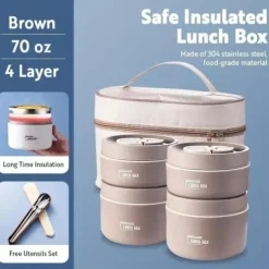 Insulated Lunch Box, Bento Box, Portable Insulated Lunch Container, Stackable Leakproof Stainless Steel Food Container, For Teenagers School,Canteen, Back School