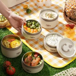 Insulated Lunch Box, Bento Box, Portable Insulated Lunch Container, Stackable Leakproof Stainless Steel Food Container, For Teenagers School,Canteen, Back School