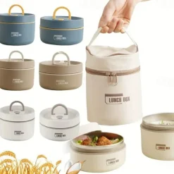 Insulated Lunch Box, Bento Box, Portable Insulated Lunch Container, Stackable Leakproof Stainless Steel Food Container, For Teenagers School,Canteen, Back School