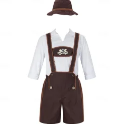 International Beer Festival Oktoberfest Lederhosen Bavarian German Munich Wiesn Men's Traditional Style Cloth Blouse Shorts