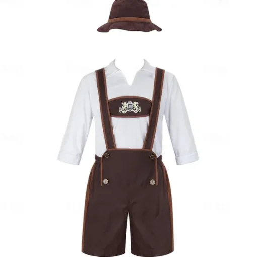 International Beer Festival Oktoberfest Lederhosen Bavarian German Munich Wiesn Men's Traditional Style Cloth Blouse Shorts