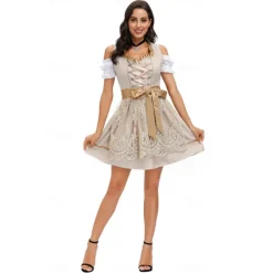 International Beer Festival Oktoberfest Dirndl Lederhosen Bavarian Couple Oktoberfest Couple German Munich Wiesn Men's Women's Traditional Style Cloth Top Dress Shorts