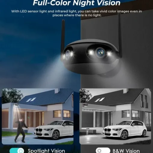 IP Camera 4K 8MP Panoramic 180° Wide View Angle Outdoor Wifi Surveillance Camera Night Vision CCTV Security Protection