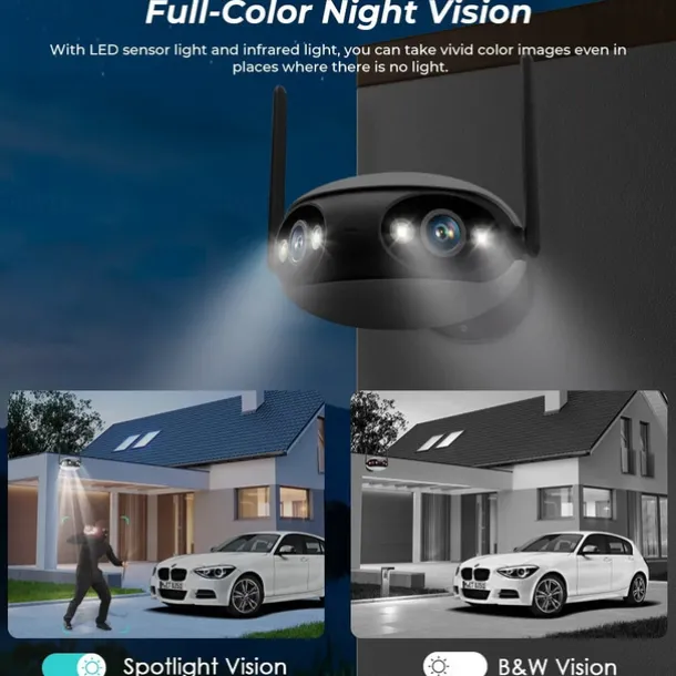 IP Camera 4K 8MP Panoramic 180° Wide View Angle Outdoor Wifi Surveillance Camera Night Vision CCTV Security Protection