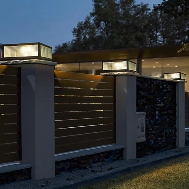 IP54 Outdoor Pillar Lights Fixtures Square Fence Column Post Lights for Courtyard Decoration Simple Pillar Lantern Pillar Lights Walkways, Garden