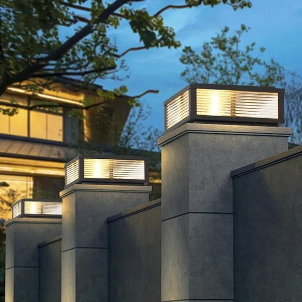 IP54 Outdoor Pillar Lights Fixtures Square Fence Column Post Lights for Courtyard Decoration Simple Pillar Lantern Pillar Lights Walkways, Garden