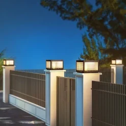 IP54 Outdoor Pillar Lights Fixtures Square Fence Column Post Lights for Courtyard Decoration Simple Pillar Lantern Pillar Lights Walkways, Garden