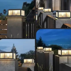 IP54 Outdoor Pillar Lights Fixtures Square Fence Column Post Lights for Courtyard Decoration Simple Pillar Lantern Pillar Lights Walkways, Garden