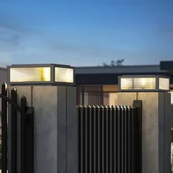 IP54 Outdoor Pillar Lights Fixtures Square Fence Column Post Lights for Courtyard Decoration Simple Pillar Lantern Pillar Lights Walkways, Garden