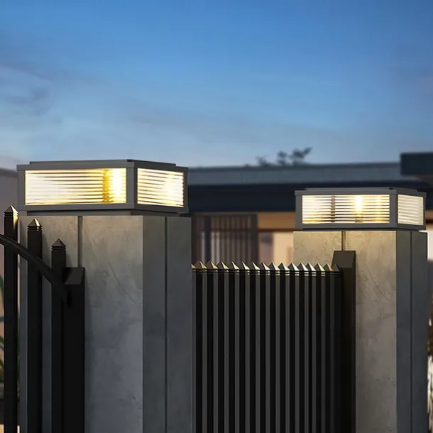 IP54 Outdoor Pillar Lights Fixtures Square Fence Column Post Lights for Courtyard Decoration Simple Pillar Lantern Pillar Lights Walkways, Garden