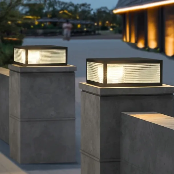 IP54 Outdoor Pillar Lights Fixtures Square Fence Column Post Lights for Courtyard Decoration Simple Pillar Lantern Pillar Lights Walkways, Garden