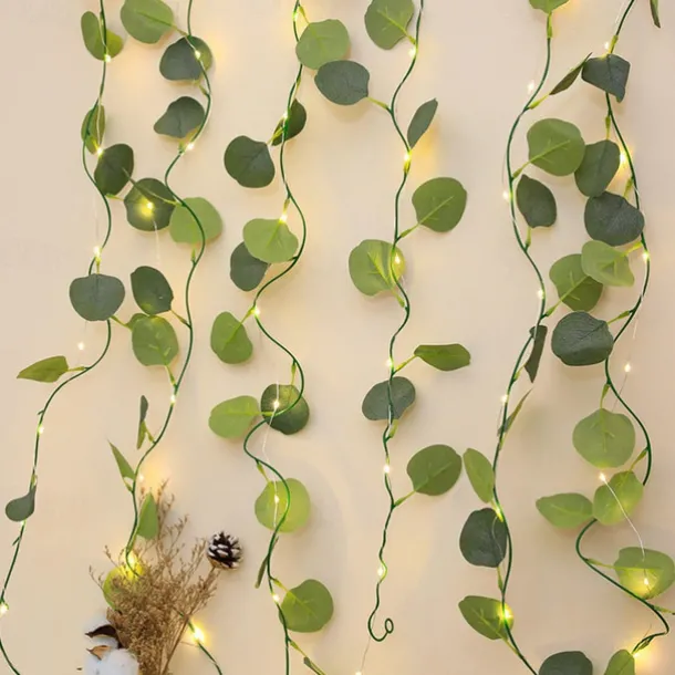 IP65 Waterproof LED Solar String Lights,Outdoor Ivy Leaf Decoration for Christmas Garden & Patio Parties