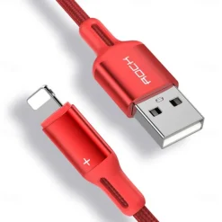 iPhone Charger 3.3ft 6.6ft ROCK Lightning Cable iPhone Charging Cord 2.4A Fast Charging Nylon Braided USB Cable Compatible with iPhone 14 Pro Max 13 Pro 12 11 XS Max 8 Plus 7