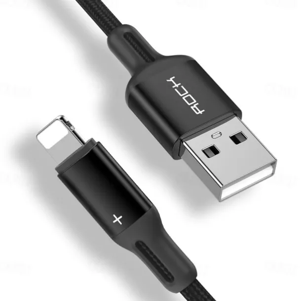 iPhone Charger 3.3ft 6.6ft ROCK Lightning Cable iPhone Charging Cord 2.4A Fast Charging Nylon Braided USB Cable Compatible with iPhone 14 Pro Max 13 Pro 12 11 XS Max 8 Plus 7