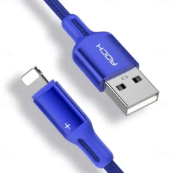 iPhone Charger 3.3ft 6.6ft ROCK Lightning Cable iPhone Charging Cord 2.4A Fast Charging Nylon Braided USB Cable Compatible with iPhone 14 Pro Max 13 Pro 12 11 XS Max 8 Plus 7