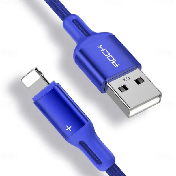iPhone Charger 3.3ft 6.6ft ROCK Lightning Cable iPhone Charging Cord 2.4A Fast Charging Nylon Braided USB Cable Compatible with iPhone 14 Pro Max 13 Pro 12 11 XS Max 8 Plus 7