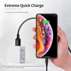 iPhone Charger 3.3ft 6.6ft ROCK Lightning Cable iPhone Charging Cord 2.4A Fast Charging Nylon Braided USB Cable Compatible with iPhone 14 Pro Max 13 Pro 12 11 XS Max 8 Plus 7