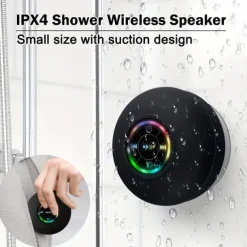 IPX4 Waterproof Speaker Portable Wireless Speaker With Suction Cup USB Rechargeable for Party Bathroom Travel Home And Outdoor (Suction Cups Must Be On A Smooth Surface To Use)