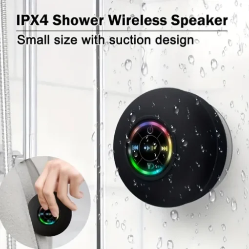 IPX4 Waterproof Speaker Portable Wireless Speaker With Suction Cup USB Rechargeable for Party Bathroom Travel Home And Outdoor (Suction Cups Must Be On A Smooth Surface To Use)