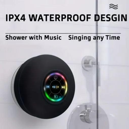 IPX4 Waterproof Speaker Portable Wireless Speaker With Suction Cup USB Rechargeable for Party Bathroom Travel Home And Outdoor (Suction Cups Must Be On A Smooth Surface To Use)