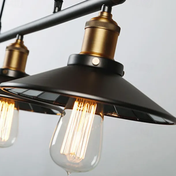 Iron Indoor Island Pulley Chandelier Retro Pendant Light Finish with Highlights Metallic Interior Ceiling Hanging Lamp