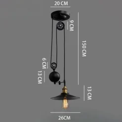 Iron Indoor Island Pulley Chandelier Retro Pendant Light Finish with Highlights Metallic Interior Ceiling Hanging Lamp