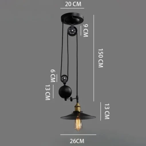 Iron Indoor Island Pulley Chandelier Retro Pendant Light Finish with Highlights Metallic Interior Ceiling Hanging Lamp