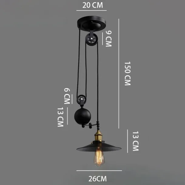 Iron Indoor Island Pulley Chandelier Retro Pendant Light Finish with Highlights Metallic Interior Ceiling Hanging Lamp