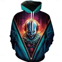 It Clown Killer Clown Hoodie Pullover Halloween 3D Graphic For Couple's Men's Women's Adults' Halloween Carnival Masquerade 3D Print Party Casual Daily