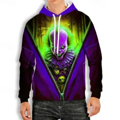 It Clown Killer Clown Hoodie Pullover Halloween 3D Graphic For Couple's Men's Women's Adults' Halloween Carnival Masquerade 3D Print Party Casual Daily