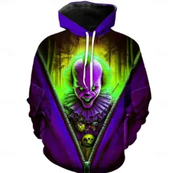 It Clown Killer Clown Hoodie Pullover Halloween 3D Graphic For Couple's Men's Women's Adults' Halloween Carnival Masquerade 3D Print Party Casual Daily
